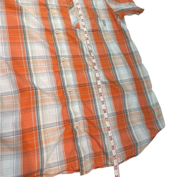 Columbia Omni-wick Short Sleeve Plaid Shirt Orange XL Mens Advanced Evaporation - Picture 9 of 10